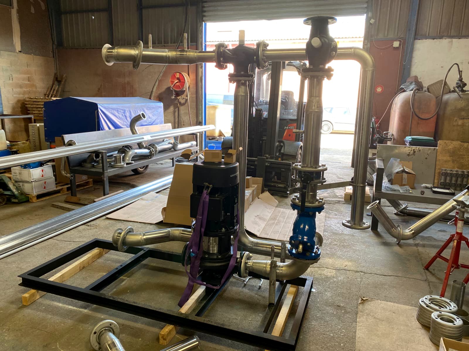 Custom pump skid fabrication, industrial metal fabrication, Fine Edge Industries Hallandale Beach