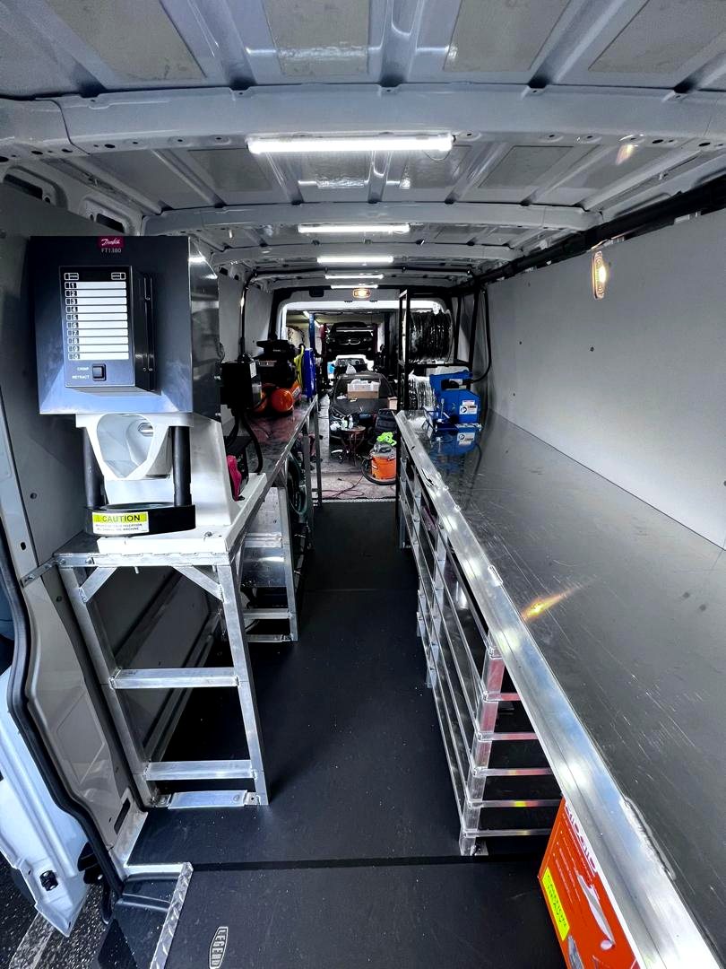 Full interior view, completed van upfitting system ready for fleet deployment, South Florida