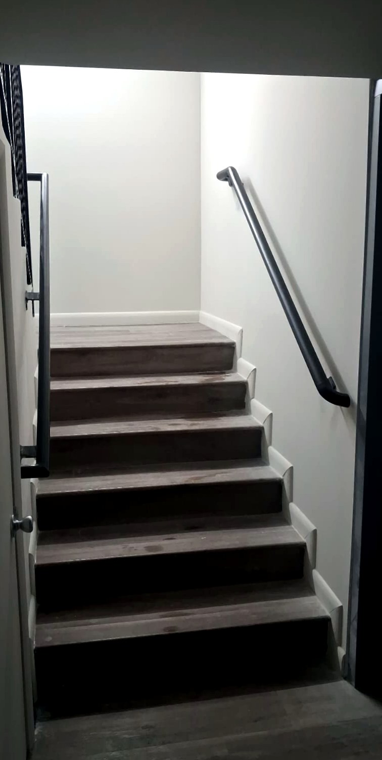 Installed steel handrail detail Fine Edge Industries Hallandale Beach