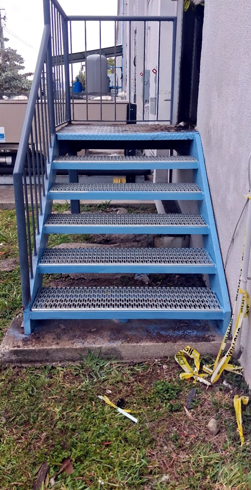 Structural stair repair, finished weld detail and restored metalwork, South Florida