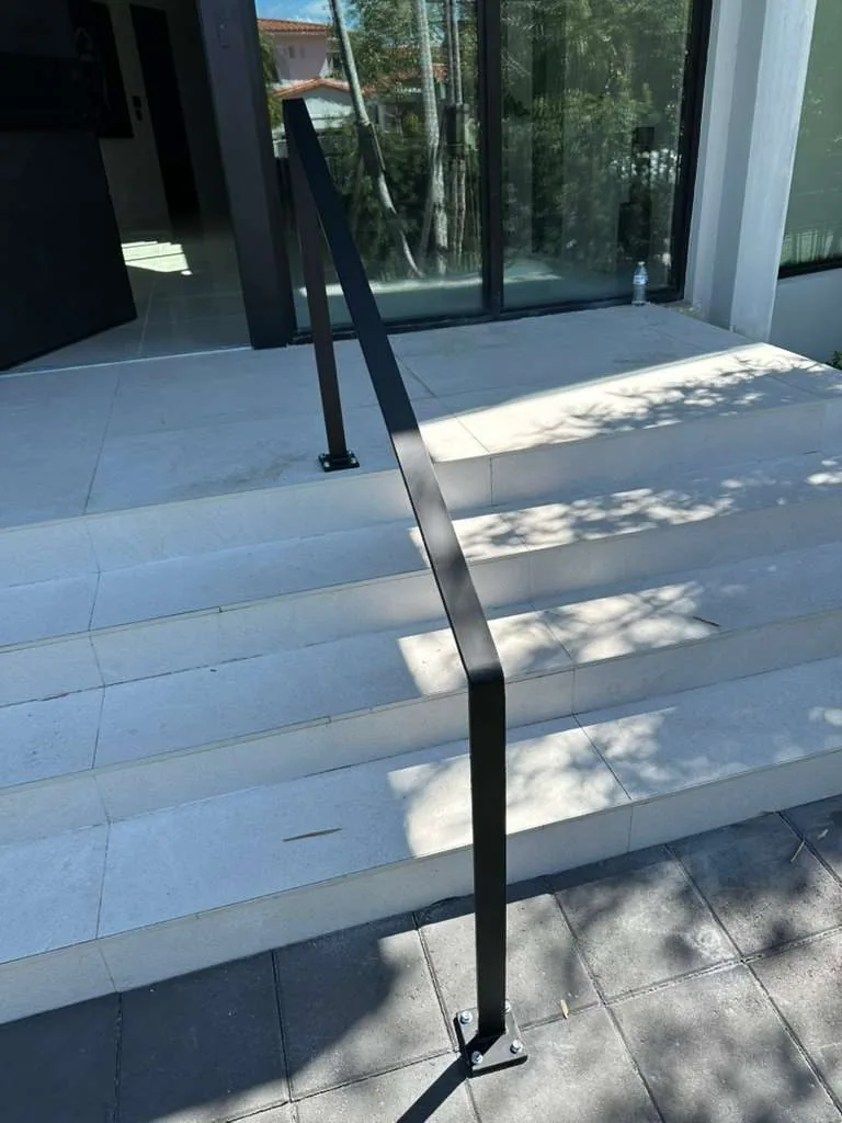 Custom steel handrail installation