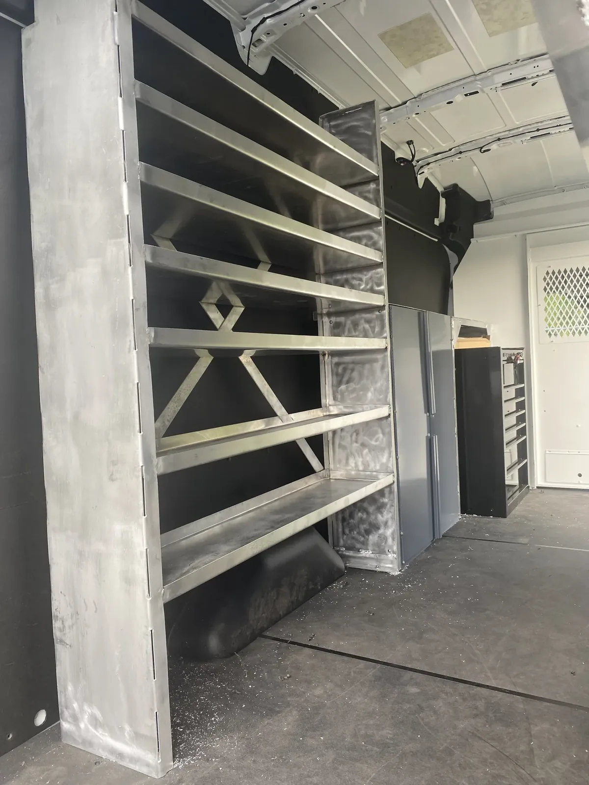 Fine Edge Industries custom van upfitting, interior tool storage system